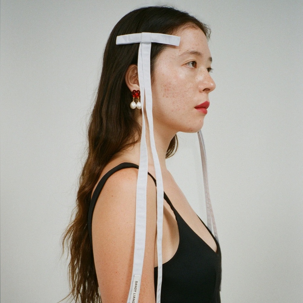 Sandy Liang recital bows in ivory- never worn